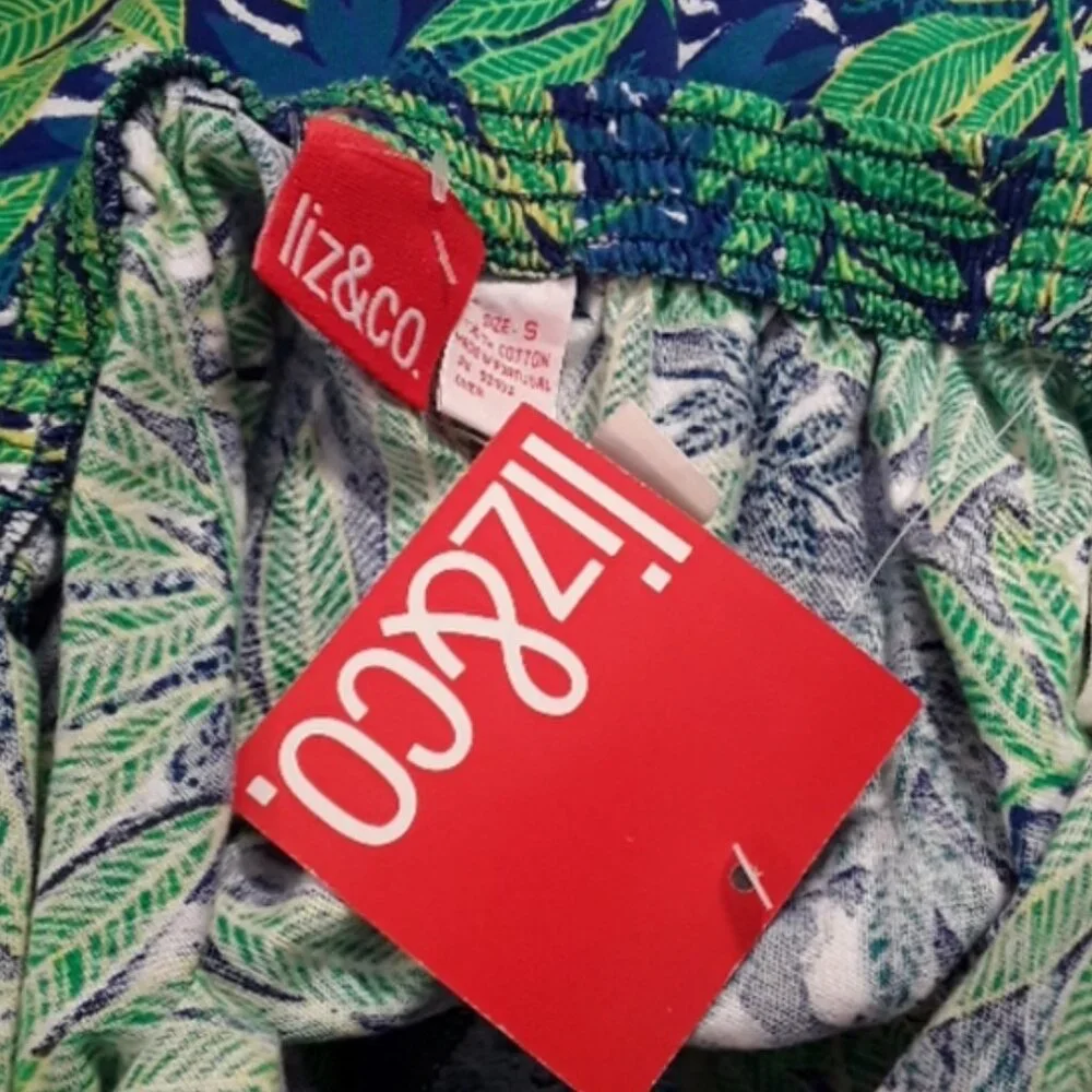 Liz & Co Under The Sea Palm Leaf Blue Green Sarong NWT sz S